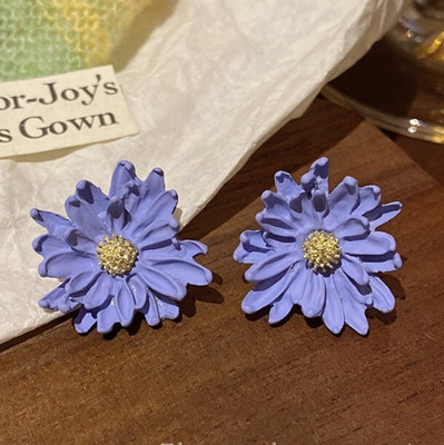 AKISON JEWELS Purple Flower Stud Earrings For Women Girl Korean earring Western Stylish Floral Alloy Earring Set, Stud Earring