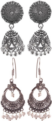 Haniya Oxidized Silver plated handmade Jhumka Jhumki Earrings German Silver, Alloy Jhumki Earring