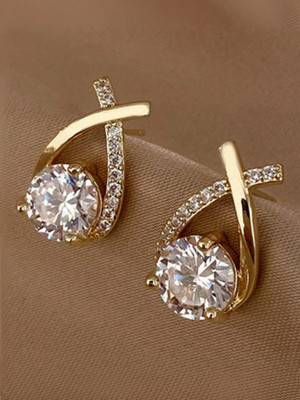 AKISON JEWELS Korean Ad stone western For Women Girls Light Weight Crystal, Cubic Zirconia Alloy Stud Earring, Earring Set, Drops & Danglers