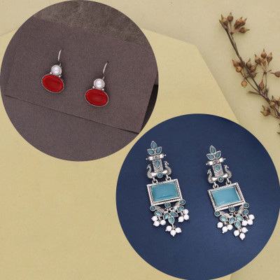 Vedda Silver Earring for Women & Girls Beads Brass Drops & Danglers, Stud Earring