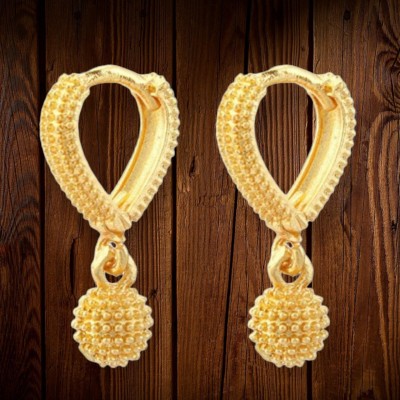 VIVASTRI V shape Gold Plated alloy Bali Earring for Women and Girls Brass Clip-on Earring