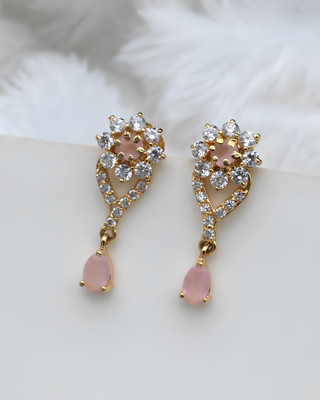 PBM CREATIONS GOLD PLATED AD STONE WEDDING JHUMKI / PEARL STUD / KUNDAN BEADS EARRING Copper Drops & Danglers, Jhumki Earring