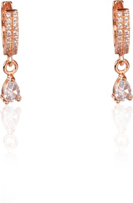 Nilu's Collection 18k Rose Gold Plated Hoop Earrings, Stylish Zircon Hoop Earrings for Women Cubic Zirconia Alloy, Copper Hoop Earring