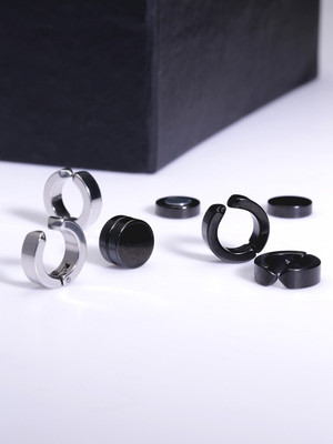 YELLOW CHIMES Combo of 3 Pair Stud and Hoops Non-Piercing Magnetic Earrings Stainless Steel Stud Earring
