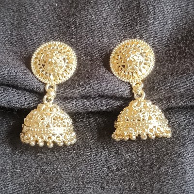 AKINOM Traditional Golden Jhumki Earring For Woman Brass Jhumki Earring