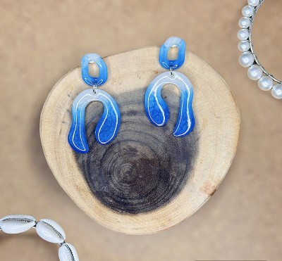 ReverseWheel ReverseWheel Handmade Blue Affair Acrylic Boho Resin Earrings Resin Drops & Danglers