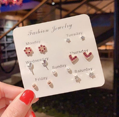 Vembley Earrings For Women CZ Heart Stud Earrings For Women Girls Elegant Earrings Cubic Zirconia Alloy Stud Earring