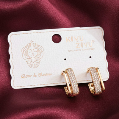 SAMRIDDHI JEWELS Gold Cubic Zirconia Chunky Hoop Earrings For Women And Girls Premium Collection Cubic Zirconia Alloy Stud Earring