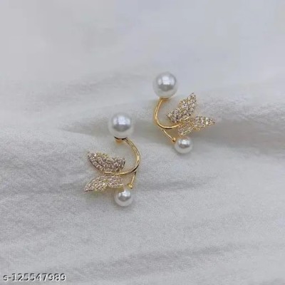 neze NZ 49 Cute Butterfly Korean Earrings Silver Needle Korean Stud Earring Alloy Cuff Earring