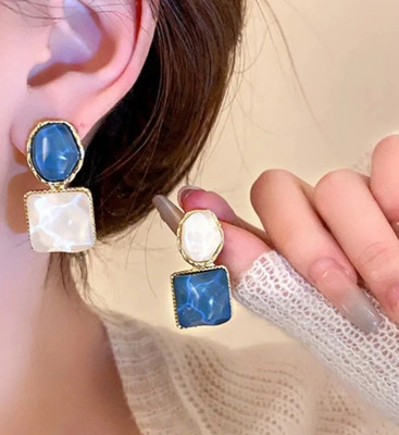 RISHASTYLE Blue American diamond earring for girls and women Pairs of 2 Zircon Stone Stud Earring, Drops & Danglers, Hoop Earring, Jhumki Earring, Earring Set