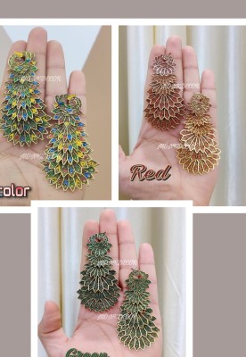 MONKDECOR Combo Pack of Beautiful 5 Layered Peacock Earrings Alloy Drops & Danglers