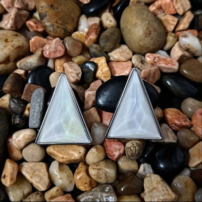 Fashion Fusion Silver Plated Triangle Stone Stud Earrings For Women & Girls Brass Stud Earring