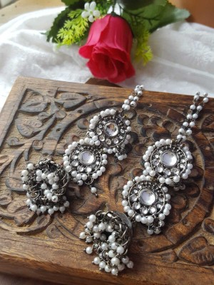 SATRANGI JEWEL SATRANGI OXIDISED CHANDBALI JHUMKI EARRINGS Pearl Alloy Chandbali Earring, Jhumki Earring