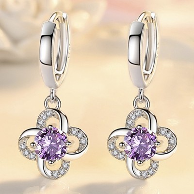 MYKI Elegant Flower Earrings For Women & Girls Cubic Zirconia Stainless Steel Hoop Earring