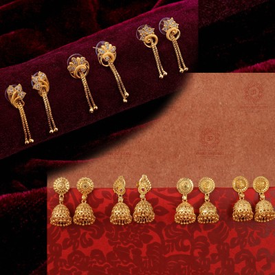 brado jewellery Gold Plated Earrings Combo Diamond Brass Jhumki Earring
