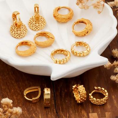 Weroxa Combo of 6 Brass Huggie Earring