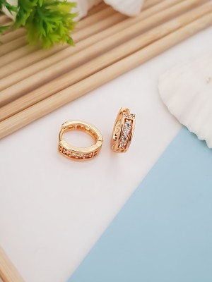 Aastha Imitation Classic Designer Gold Plated Stylish Clip- ON Earring for Girls And Woman... Diamond Brass Hoop Earring