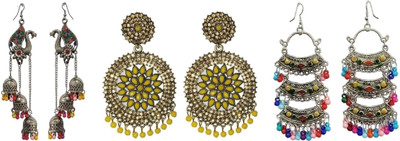 OKU Combo of 3 Pair of Earrings For Wome Girls Alloy Chandbali Earring, Clip-on Earring