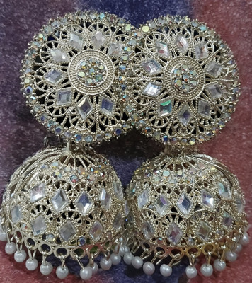 GlowRitual Royal Mirror dome jhumki Alloy Chandbali Earring, Jhumki Earring