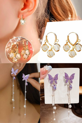 kurm shop Stylish Stud Earrings & Drop Earrings Combo for Women & Girls Cubic Zirconia Alloy, Brass Stud Earring, Earring Set, Drops & Danglers