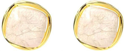 ADORNITY Stud Earrings For Women Marble Added Earring For Girls Women Korean Jewellery Stainless Steel Stud Earring