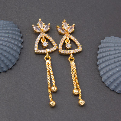 Radheshyam Creation R. Golden Earring Cubic Zirconia Alloy Drops & Danglers