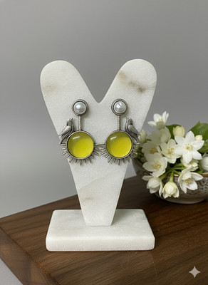 hassansgem BIRD DESIGN YELLOW STONE EARINGS Alloy Stud Earring