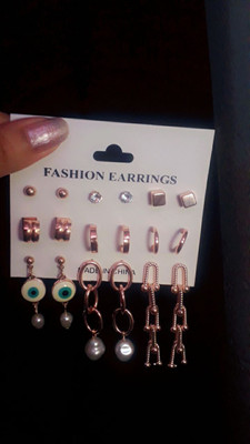 Rishab Traders bronze 9 set 2 eye earring Metal Earring Set