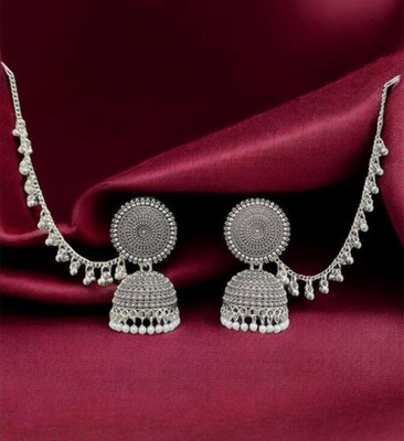 PREnterprises Bahubali Oxidised Silver Jhumka Earrings | Traditional Ethnic Jumki Alloy Jhumki Earring