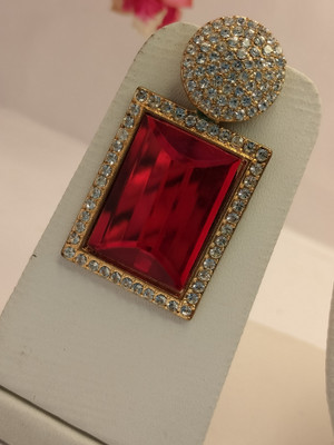 Saumya collection Ruby red earrings Crystal Metal Stud Earring