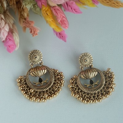 TRIBAL ZONE Gold Oxidised Earring Brass Earring Set