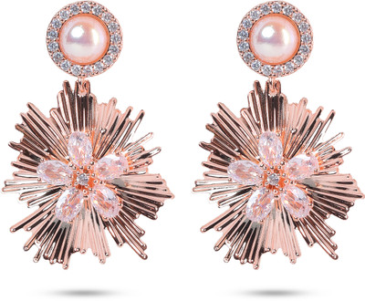 RedSolitaire DROP EARRINGS IN ROSE GOLD WITH METAL ALLOY Cubic Zirconia Alloy Drops & Danglers