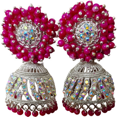 Nuwishtek Jhumka Pink Alloy Earring Set