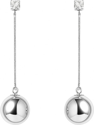 AVELIA Silver Plated Hanging Ball with Crystal Stud Earrings Cubic Zirconia, Crystal Alloy Drops & Danglers