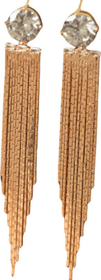 Rukhmani Designer long gold color dangler Copper Earring Set