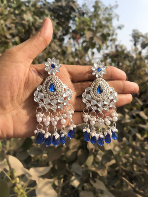 Vedda Silver Plated Earring for Women & Girls Diamond Brass Drops & Danglers