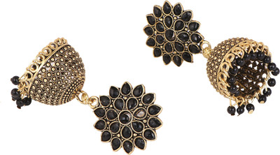 AARINK Gold Platted Dome Shaped Jhumka Earrings Beads, Pearl Alloy, Brass Jhumki Earring