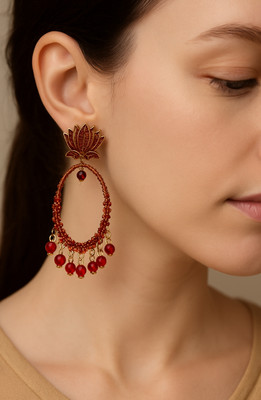 Imperial Shine Combo pack of 5 Lotus Beaded Earrings Collection Alloy Drops & Danglers, Hoop Earring, Tassel Earring, Jhumki Earring, Earring Set