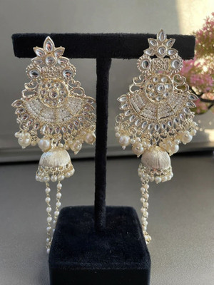 brado jewellery Pack of 1 Gold Plated Earrings for Women and Girls Diamond, Pearl Brass Drops & Danglers