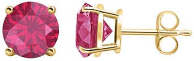 tusakha 0.20 Ctw Round Cut 14K White Gold Over Ruby Sterling Silver Stud Earring