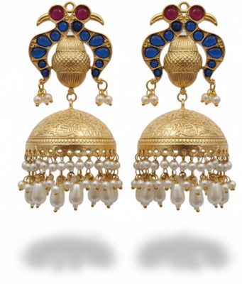 Pinks fashion Kashmiri jumka Crystal Brass Jhumki Earring