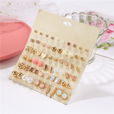 Fashion Frill Earrings For Women Pink Heart Floral Designs Stud Drop Earrings For Women Girls Cubic Zirconia Brass Stud Earring