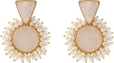 Teejh Teejh Preeti Light Pink Stone and Pearl Earring Brass Stud Earring