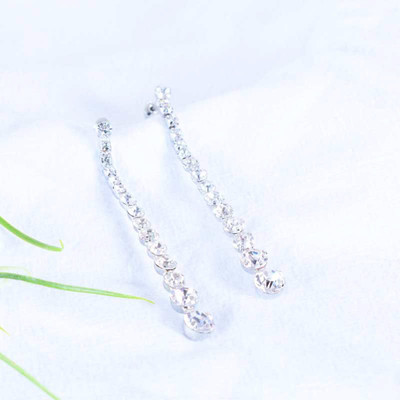 MEENAZ Earrings for women korean long earing girl Diamond Ear Ring stylish Western gift Crystal, Diamond Alloy, Metal, Stainless Steel, Stone Earring Set, Drops & Danglers