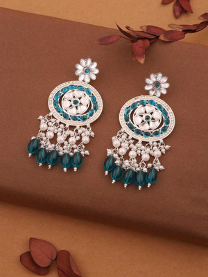 Alasca Silver Plated Earring for Women & Girls Diamond Brass Drops & Danglers