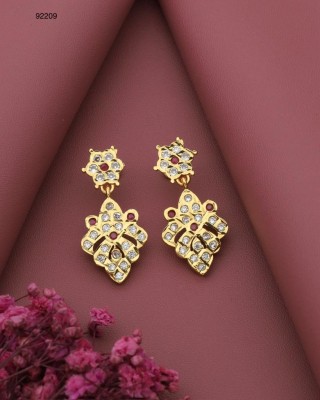 crystal fashion store American Diamond Copper Gold Plated Earring Set For Women and Girls Diamond Copper Earring Set