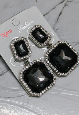 DRK Fashion Grey square drops Alloy Stud Earring, Drops & Danglers, Earring Set, Rhinestone Studs