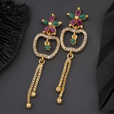 harikrupa Gold Plated Beautiful Earrings Cubic Zirconia Alloy Drops & Danglers