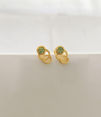 Kowsalya Gold Covering WOMEN STUD Emerald Brass Stud Earring