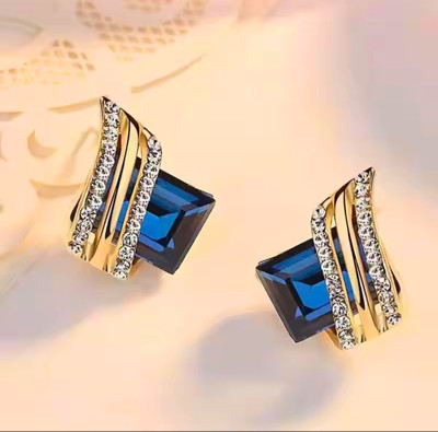 Shisa Blue Gem Stud Earring Metal Stud Earring